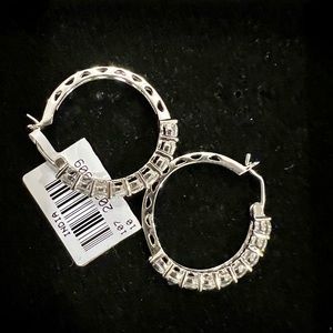 Zales White Sapphire Sterling Silver Earrings